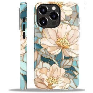 iPhone 15 Pro Max case Shockproof Blue Glass Lotus Flowers